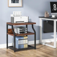 Tribesigns Printer Stand with Storage,3-Shelf Home Printer Cart, Desk Organizer Pinter Table Under Desk, Rustic Machine Stand