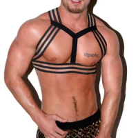 Men's Sexy Harness Hollow Out Bondage Belt Body Chest Neck Halter Striped Club Nightwear Exotic Lingerie Gay