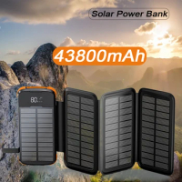 Solar Power Bank 43800mAh PD20W Fast Wireless Charging Spare Battery Charger Powerbank for iphone 15 14 Xiaomi folding Poverbank