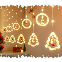 聖誕燈飾 圣誕插電USB燈串圓環管子窗簾燈星星造型燈LED彩燈宿舍房間裝飾燈