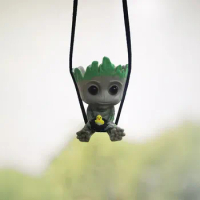 New Hot Toys Doll Model Marvel The Avengers Anime Figures Groot Rope Car Rearview Mirror Decoration Figurine Pendant Fans Gift