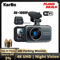 Dash Cam 4K Wifi Camera for Car Night Vision Dvr Dashcam 24h Parking Monitor Front and Rear Dual Dvrs Rejestrator Samochodowy