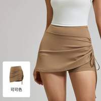 內地直送 - 聚衣堂新款抽皺運動短裙女防走光高腰跑步假兩件短款瑜伽短褲