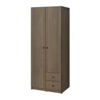 Lemari pakaian 2 pintu dg 2 laci, cokelat, 79x57x201 cm