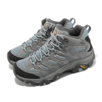 【MERRELL】登山鞋 Moab 3 Mid GTX 女鞋 灰 藍 防水 中筒 避震 Vibram 戶外 郊山(ML036312)