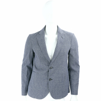 Emporio Armani 編織紋理棉麻混紡藍灰色西裝外套