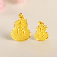 Pure 24K Yellow Gold Pendant Women Carved 999 Gold Gourd Necklace Pendant