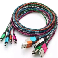2000pcs/lot short Aluminum alloy Braided Fabric Micro Usb Sync Date Cable for Samsung S3 S4 S6 s7 for htc blackberry