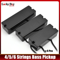 6pcs 4/5/6-String Sealed Soapbar 2-Hole Bass Guitar Pickup Double Coil Humbucker Pickup Ceramic Magnet Black