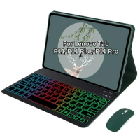 Magnetic Wireless Bluetooth Keyboard Mouse Case for Lenovo Tab P11 P11 Plus P11 Pro with 7 Colors Backlight RGB Keyboard Casing