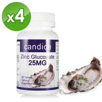 Candice康迪斯葡萄糖酸鋅錠(90顆*4瓶)｜Zinc Gluconate
