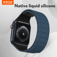 PZOZ Silicone Watch bands For Apple Watch 8 7 6 SE 5 4 49mm 44mm Chain Magnetic Wrist Strap For iWatch Series Wristband Strap