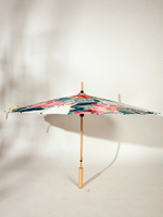 復古風雨傘 24骨平面中國風水墨畫木柄直桿傘防雨抗風長柄傘
