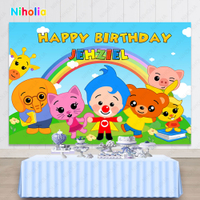 NIHOLIA Plim Photo Backdrop Birthday Party Custom Photography Background Pig Bear Vinyl Decoration Props Banner