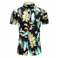 5XL 6XL 7XL Men's Flower Shirt Summer Fashion Personality Printed Short Sleeve Shirts Male Casual Plus Size Beach Hawaiian Shirt