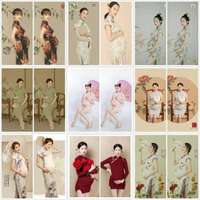 孕婦攝影服裝新款復古風孕婦旗袍工筆畫中國風孕婦寫真服裝孕婦照