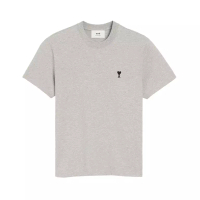 AMI Paris Black Ami De Coeur Short Sleeves T-Shirt Cotton Grey