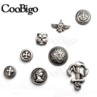 10sets Pewter Punk Studs Rivet Spikes Rock Garment Shoe Bag Pets Collar DIY Leather Craft Parts Shield Chinese knot Cross
