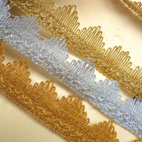 13Yards Gold Silver Light Gold Lace Trim Lace Trimmings For sewing Centipede Braided Lace Ribbon Cloth Accessories