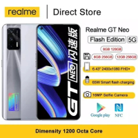 Realme Android Smartphone GT Neo Flash Edition 5G NFC Mobile Phone 6.43" Dimensity 1200 Octa Core 64MP 65W Fast Charge Cellphone