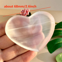 [ร้าน CoachWanchai] 1pc Natural Selenite Bowl Heart Shaped Hand Carved Polished Crystal Healing Ston