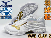 MIZUNO 美津濃 羽球鞋 可當 桌球鞋 排球鞋 WAVE CLAW 2 3E 寬楦 71GA211050 大自在