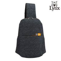 【Lynx】美國山貓流行線條多隔層機能防潑水尼龍布包單肩包 胸包(流線黑)