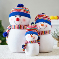 免運 圣誕節裝飾品雪人公仔娃娃紅藍帽雷鋒帽絨布商場櫥窗布置雪人擺件 交換禮物全館免運