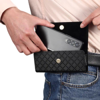 for Samsung Galaxy Z Fold5 Case Phone Pouch For Galaxy Z Fold 5 Waist Case Belt Clip lattice texture Bag