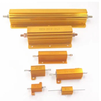 1pcs/lot RX24 50W 1 Aluminum Power Metal Shell Case Wirewound Resistor 0.1R - 10K 1 2 3 5 6 8 10 20 100 150 1K 10K ohm