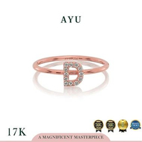 AYU Cincin Emas - Pave Initial Ring 17K Rose Gold initial (D)