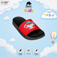 Fipper - Slip On Kids Anti Slip Original Ringan Nyaman Black / Red (Davian) UK S