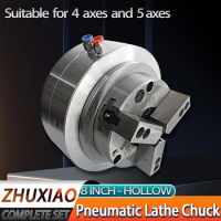 8 inch Hollow Pneumatic Lathe Chuck 3 Jaw Front Type, Four-Axis Five-Axis Chuck,Rotatable Machine Tool, Lathe Fixture