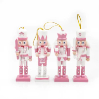 12cm Nutcracker Miniatures Pink Series Nutcracker Puppet Ornaments Desktop Decoration Cartoons Walnuts Soldiers Band Dolls