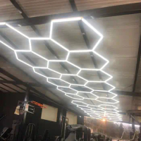 Customized High Quality 6500K LED Hexagonal Garage Lights Honeycomb Car Workshop Ceiling Panel Lamp