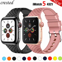 Silicone Strap for Apple watch 6 band 44mm 40mm iWatch band 38mm 42mm 3D Texture Sport bracelet Apple watch series 3 4 5 se 6