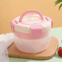 沙律便當盒飯盒可微波加熱上班族簡約餐盒生果盒雙層圓形便當碗