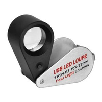 充電款13個LED30倍金屬鑑定放大鏡珠寶鑽石古玩防偽10倍20摺疊式