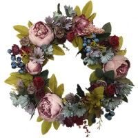 Artificial Flower Wreath Creative Hanging Pendant Housewarming Gift Supplies for Christmas Shopping Mall Center Decor