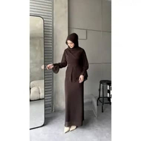 Ameena Dress Ceruti Ootd Hijab Fashion Simple Seragam Bridesmaid Kondangan BIGSIZE DRESS+HIJAB MAHOG
