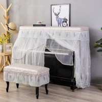 GoodTop Upright Lace Piano Cover European Style Simple All Inclusive Piano Dust-proof Cover Keyboard Cloth Protective Cover