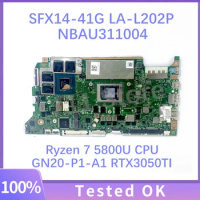 Mainboard LA-L202P NBAU311004 For Acer Swift X SFX14-41G Laptop Motherboard W/ Ryzen 7 5800U CPU GN20-P1-A1 RTX3050TI 100%Tested