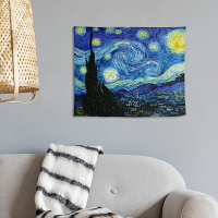 梵谷-星空-北歐小掛布 ( 背景布 ins拍攝布景 掛畫 掛毯掛布 牆面裝飾背景布 拍攝牆 牆壁裝飾  裝飾佈置掛布  極簡 小清新)