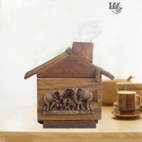 泰國樹脂大象裝飾實木卷紙筒衛生間家用壁掛式卷紙器桌面紙巾盒子