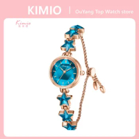 KIMIO Fashion Quality Crystal Diamond Clock Lucky Star Bracelet Quartz Watch Women's wristwatch 2021 Brand Luxury Ladies Watch