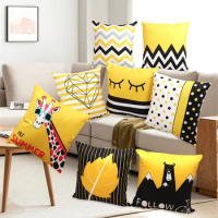 Modern Yellow Pillowcase Decorative Trendy Geometric Print Cushion Cover Sofa Bed Pillow Chair Car Christmas Home Moda