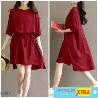 Baju Lea red RO Blouse Wanita twiscont merah Kekinian@@ Fit Atasan Linen Crinkle