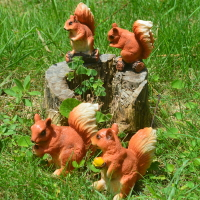 庭院擺件花園庭院裝飾仿真小松鼠擺件創意工藝品樹脂動物雕塑