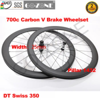 Light 700c Carbon Wheelset 30/35/38/40/45/50/55/60/90mm Clincher Tubeless Tubular DT 350 Carbon Road Rim Brake Wheels