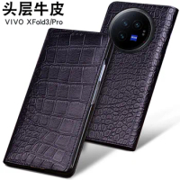 Luxury Genuine Leather Wallet Business Phone Cases For Vivo X Fold3 Fold 3 Pro Cover Credit Card Money Slot Cover Holster Case